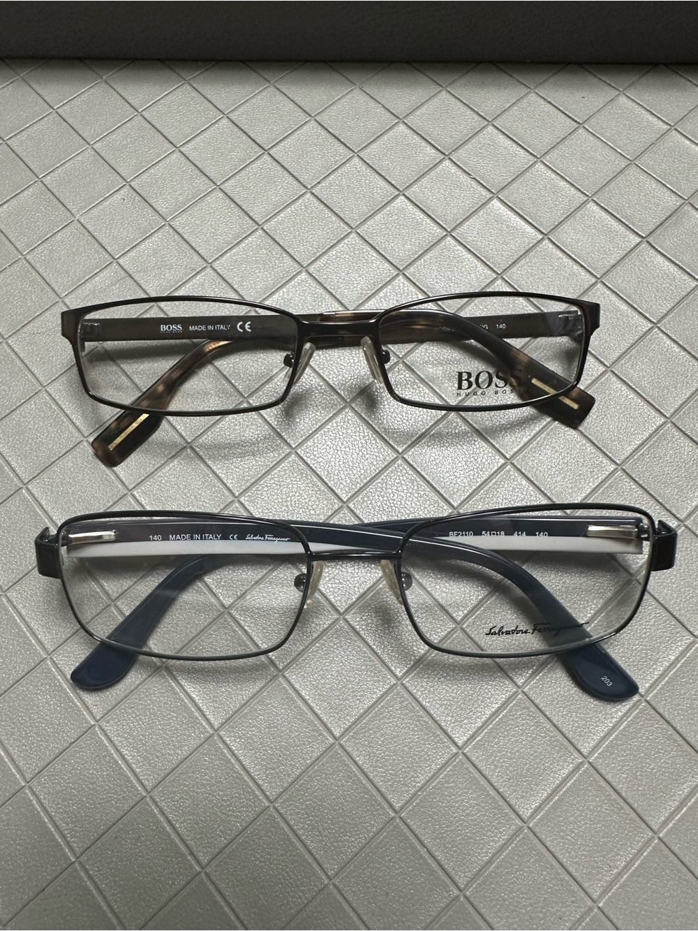 BOSS & Ferragamo Men's Rectangular Glasses - Classic Frame